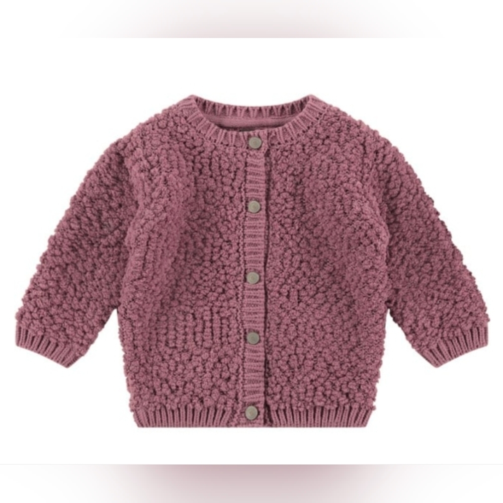 Baby Face Chunky Fuzzy Plum Cardigan